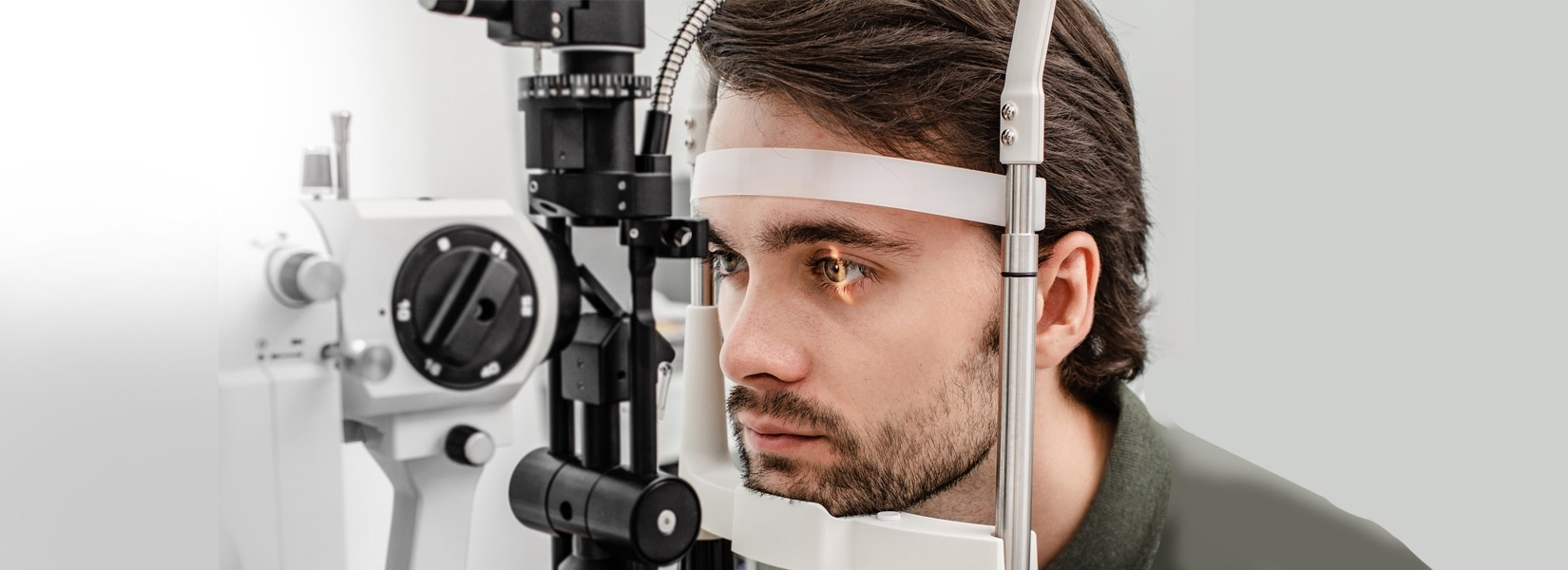 young man during eye exam in Durham